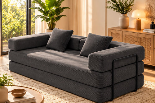 Three-quarter view of the sofa — Charcoal Grey