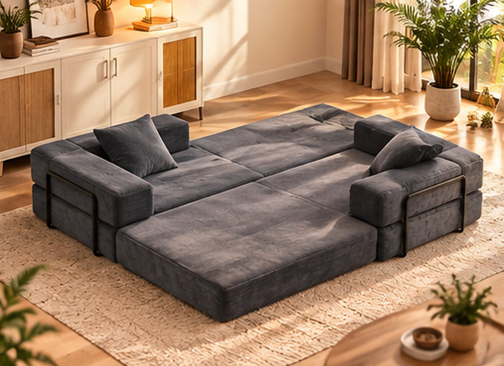 Split into a sofa and a lounger — Charcoal Grey